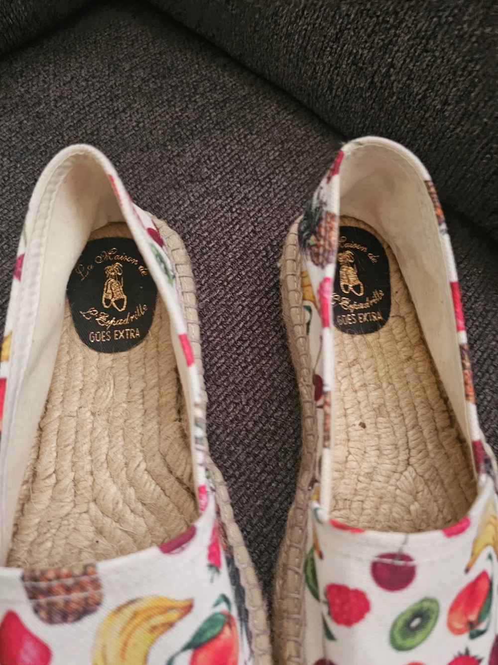 Fruit-Print White Canvas Espadrille Slip-Ons